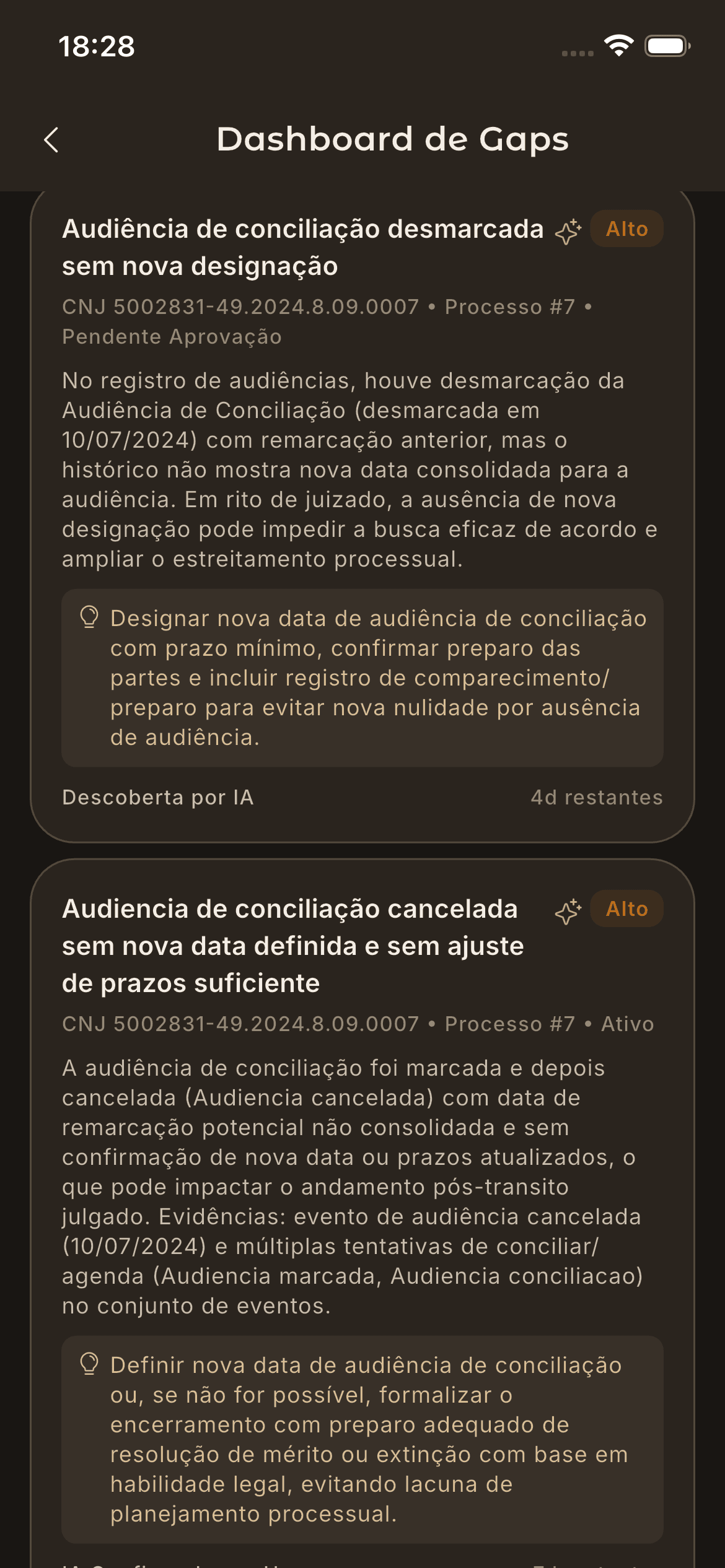Lacunas processuais e riscos no aplicativo móvel