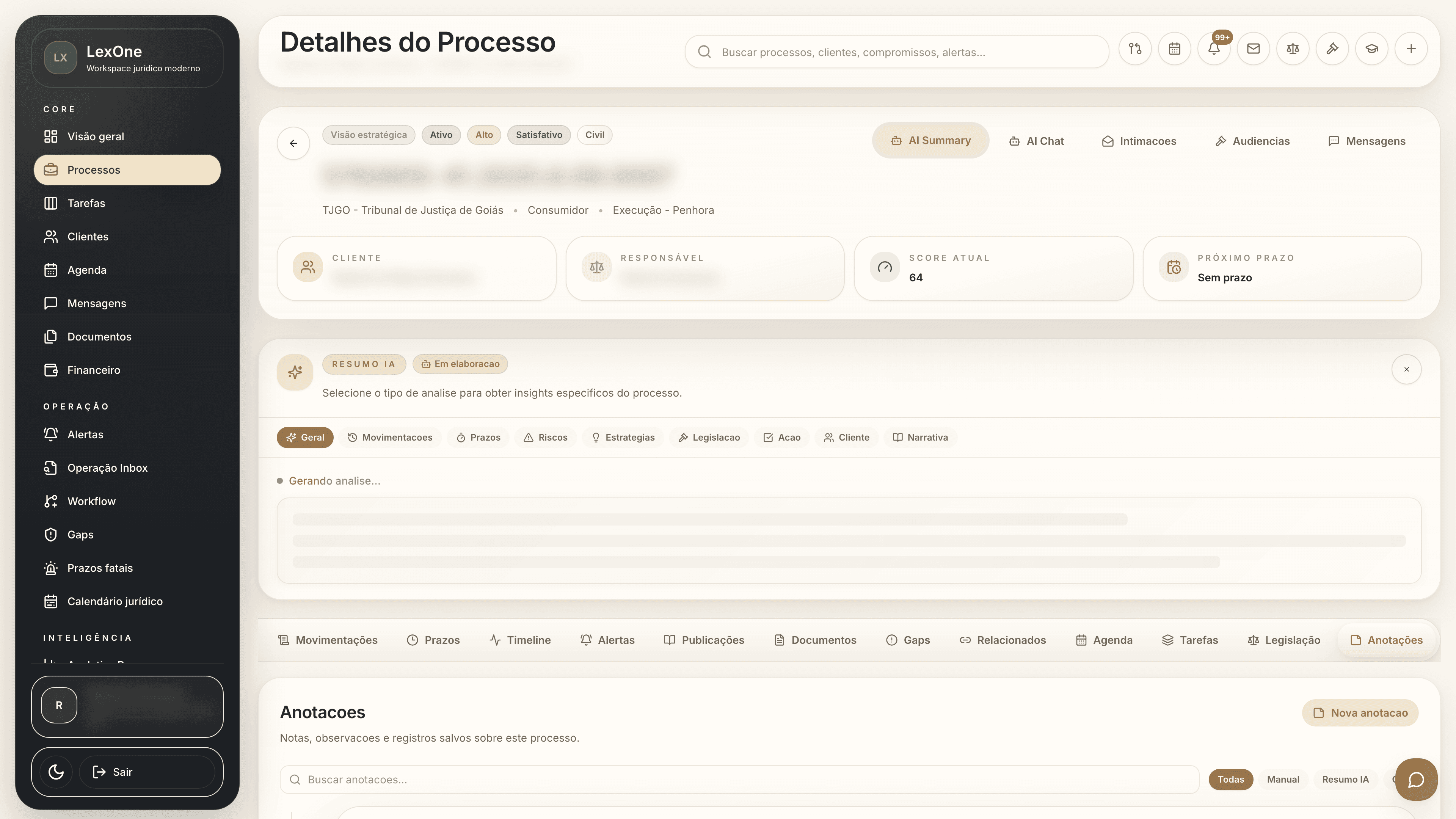 Resumo de processo com foco na próxima providência